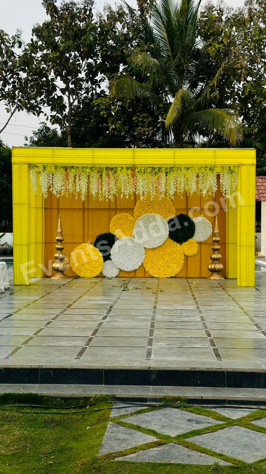 elegant-yellow--white-floral-backdrop-decoration in Bangalore