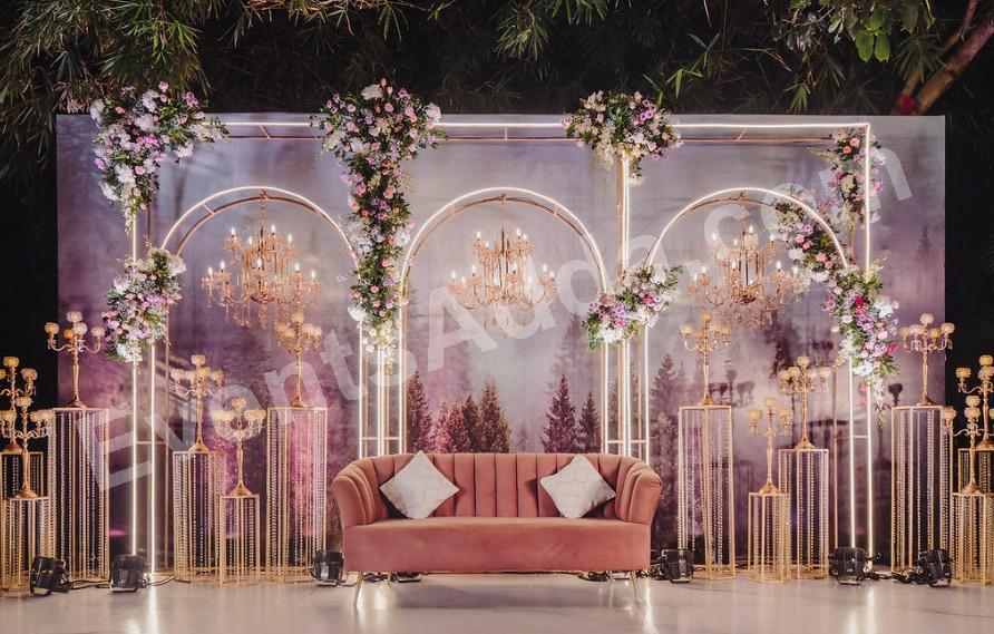 enchanted-arch-chandelier-reception-stage-decoration in Kolkata