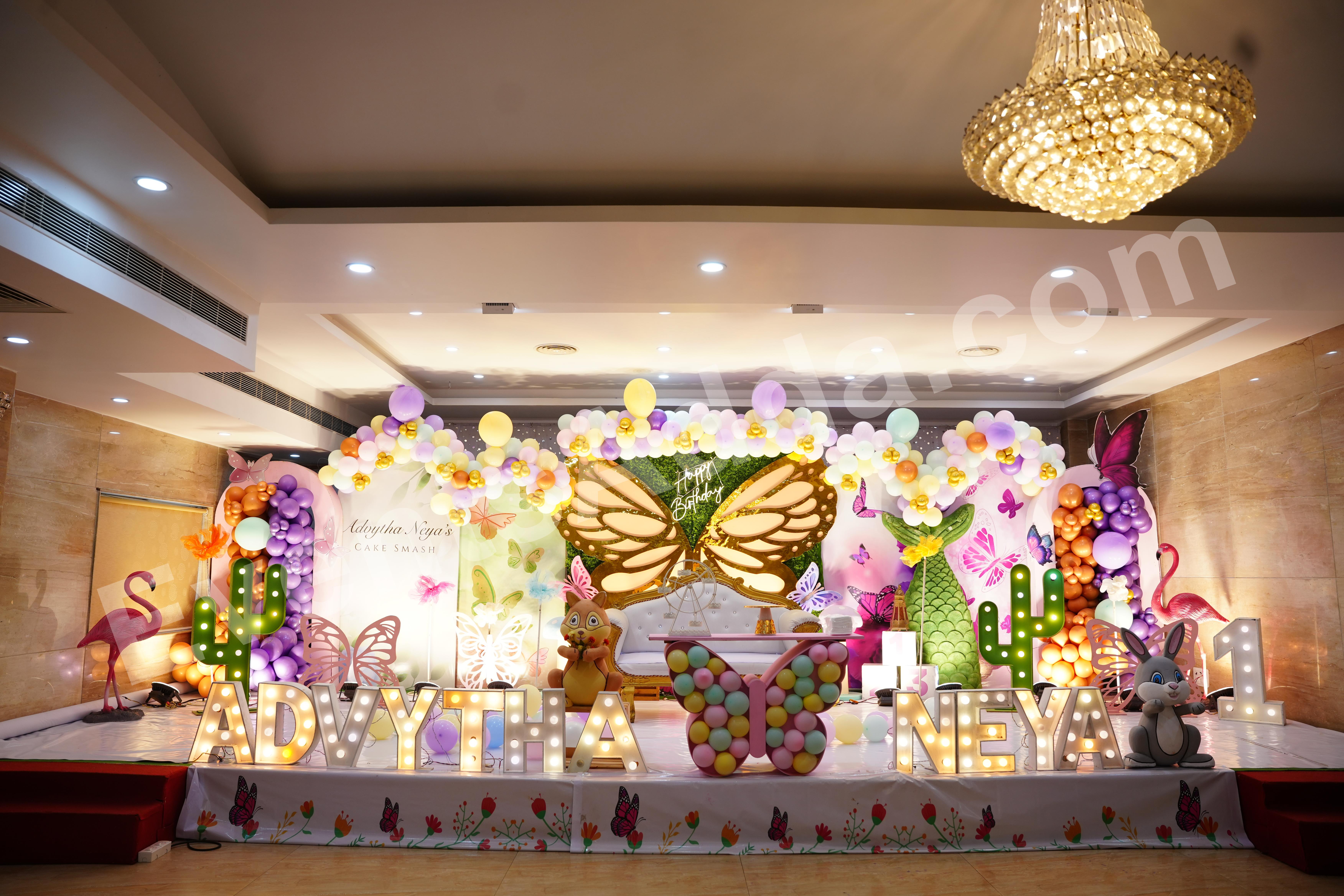 enchanted-butterfly-garden-first-birthday-decoration Decoration in =Hyderabad