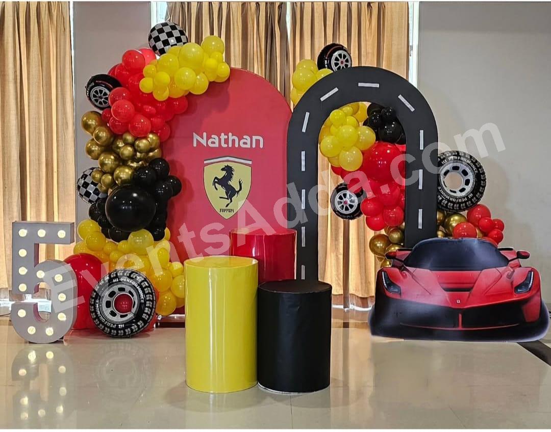 ferrari-racing-car-theme-birthday-stage-decoration in Malaysia