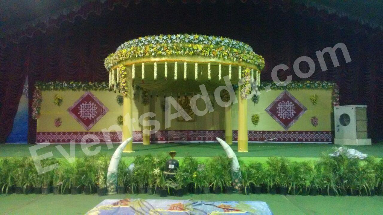 floral-circular-canopy-wedding-stage-decoration in Vizag