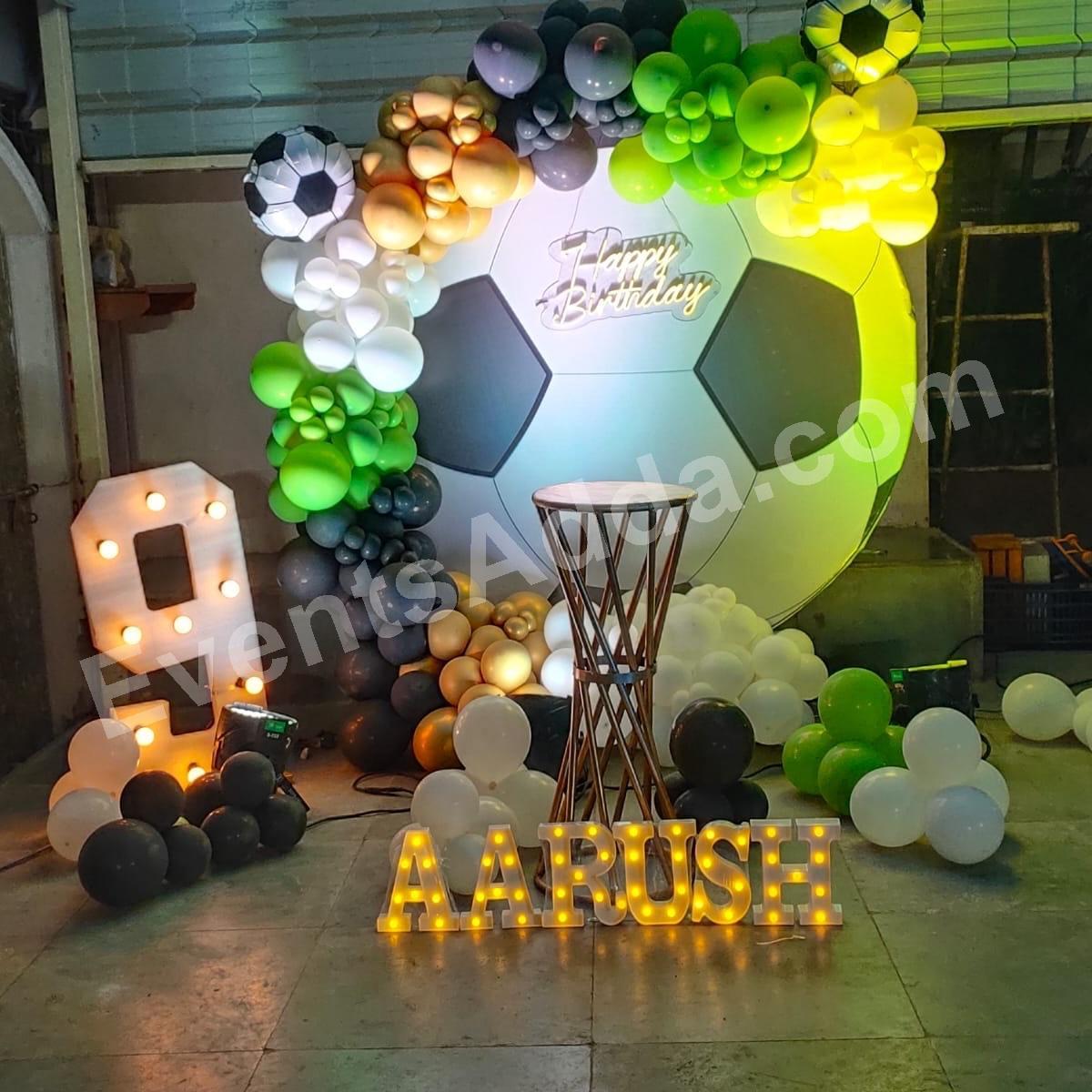 football-theme-birthday-balloon-decoration in Ahmedabad