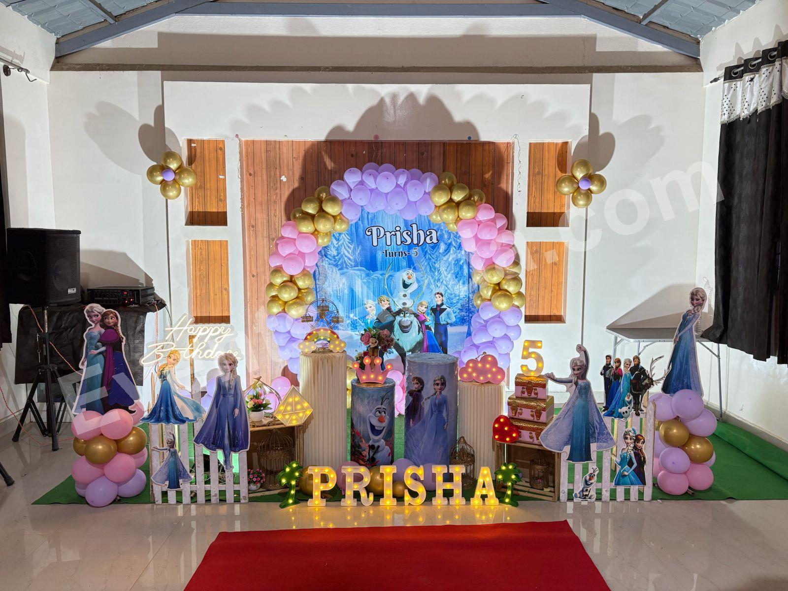 frozen-princess-birthday-balloon-decoration in Bangalore