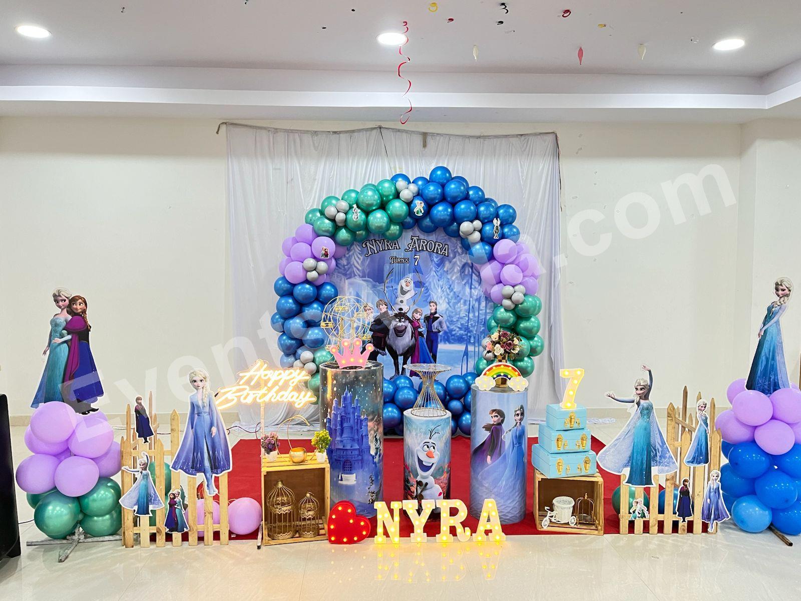 Frozen Theme Birthday Balloon Decoration Decoration theme setup in Vizag