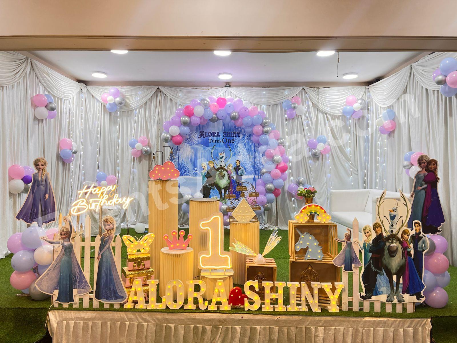 Frozen Theme First Birthday Decoration in Bangalore