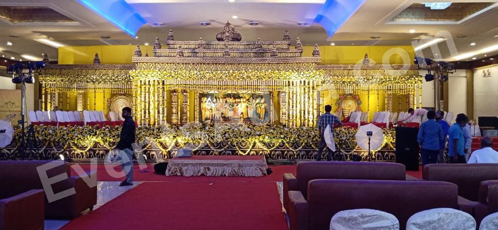 grand-golden-traditional-wedding-stage-decoration in Vizag