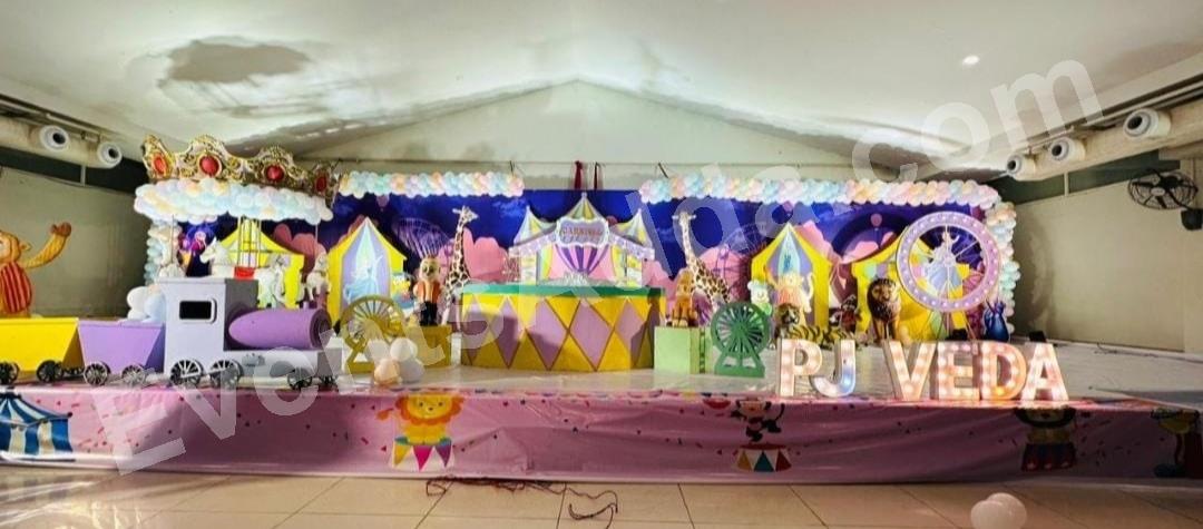 grand-luxury-carnival-circus-birthday-stage-decoration in Vijayawada