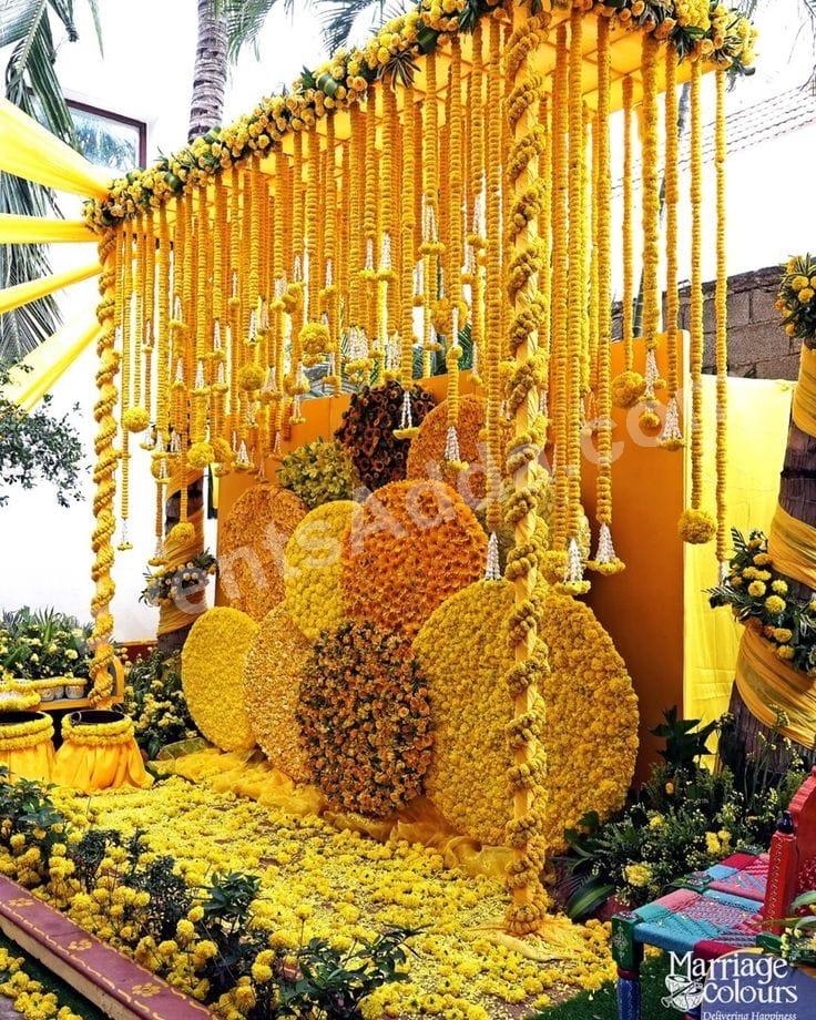 grand-marigold-canopy-haldi-ceremony-decoration Decoration in =Hyderabad
