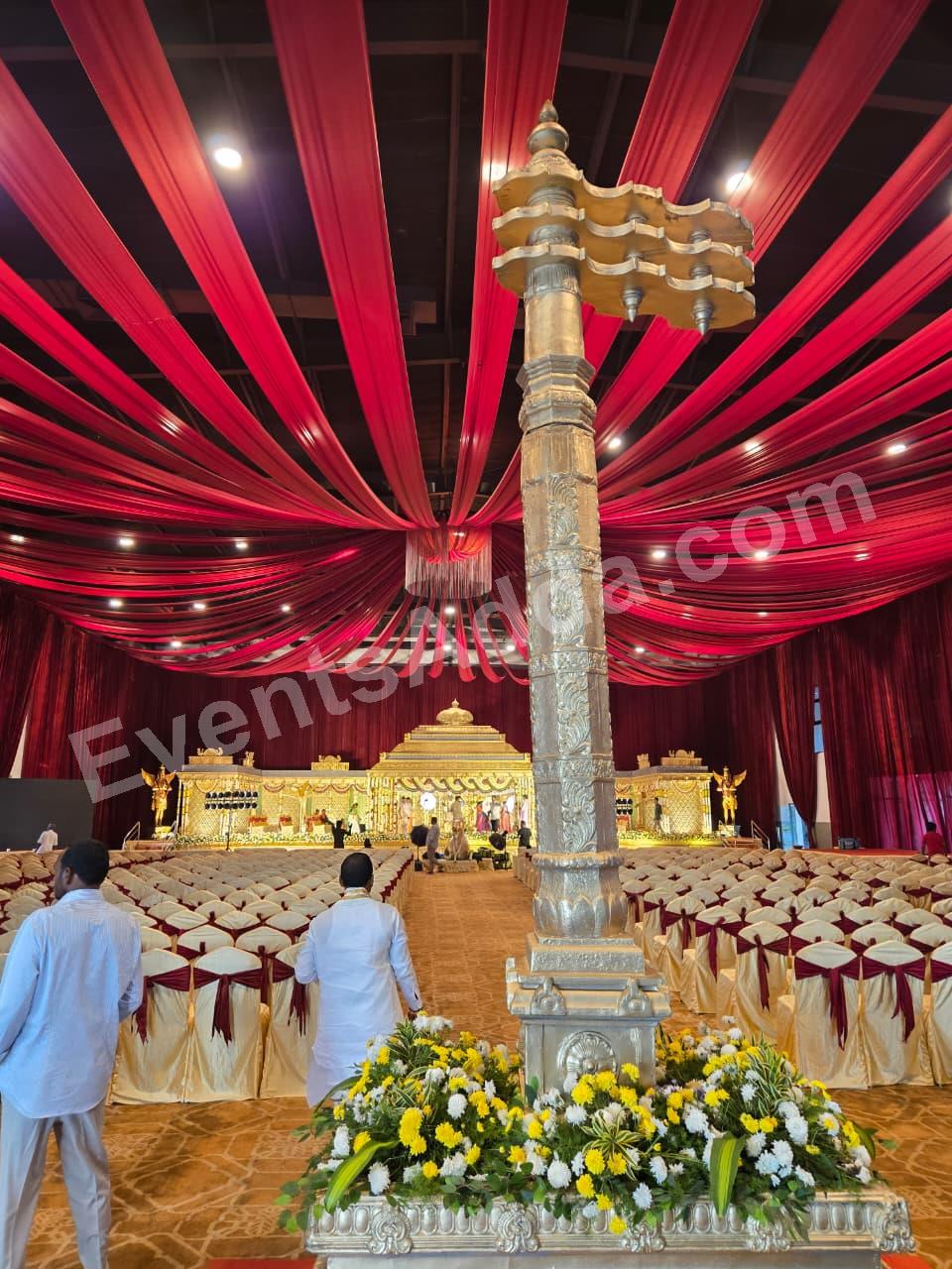 grand-red-draping--traditional-pillar-wedding-decoration Decoration in udaipur