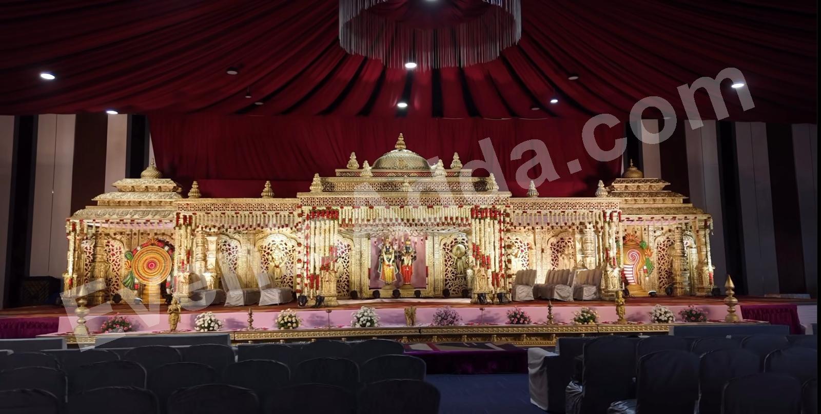 grand-royal-golden-temple-inspired-wedding-stage-decoration Decoration in udaipur