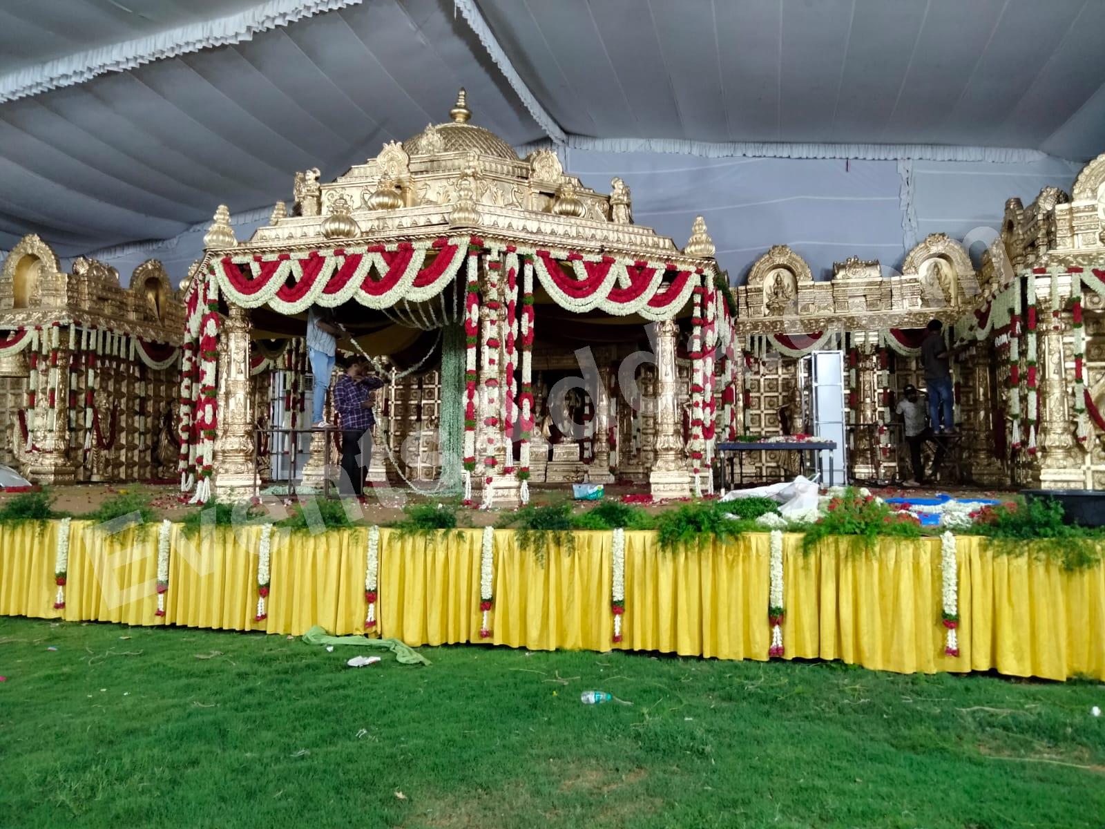 grand-traditional-golden-temple-style-wedding-mandap in Ahmedabad
