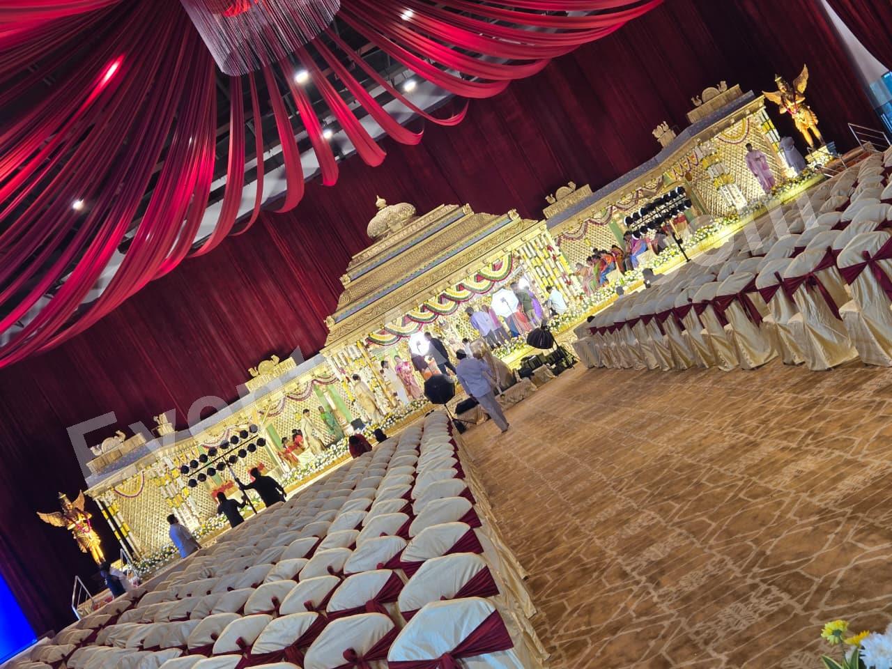 grand-traditional-temple-inspired-wedding-stage-decoration Decoration in udaipur