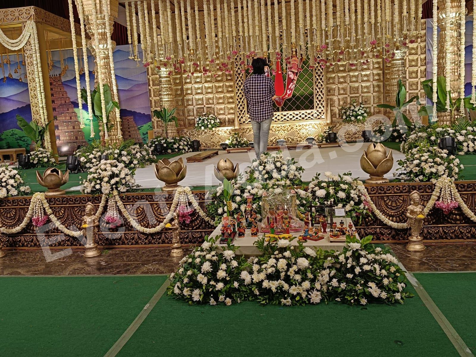 Grand Traditional White Floral Stage Decoration in Rajkot