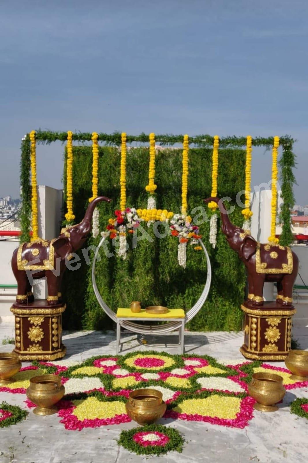 Haldi stage decoration in guntur