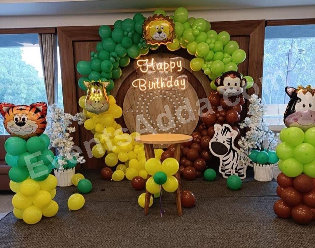 Jungle Safari Animal Birthday Decoration Decoration theme setup in Vijayawada