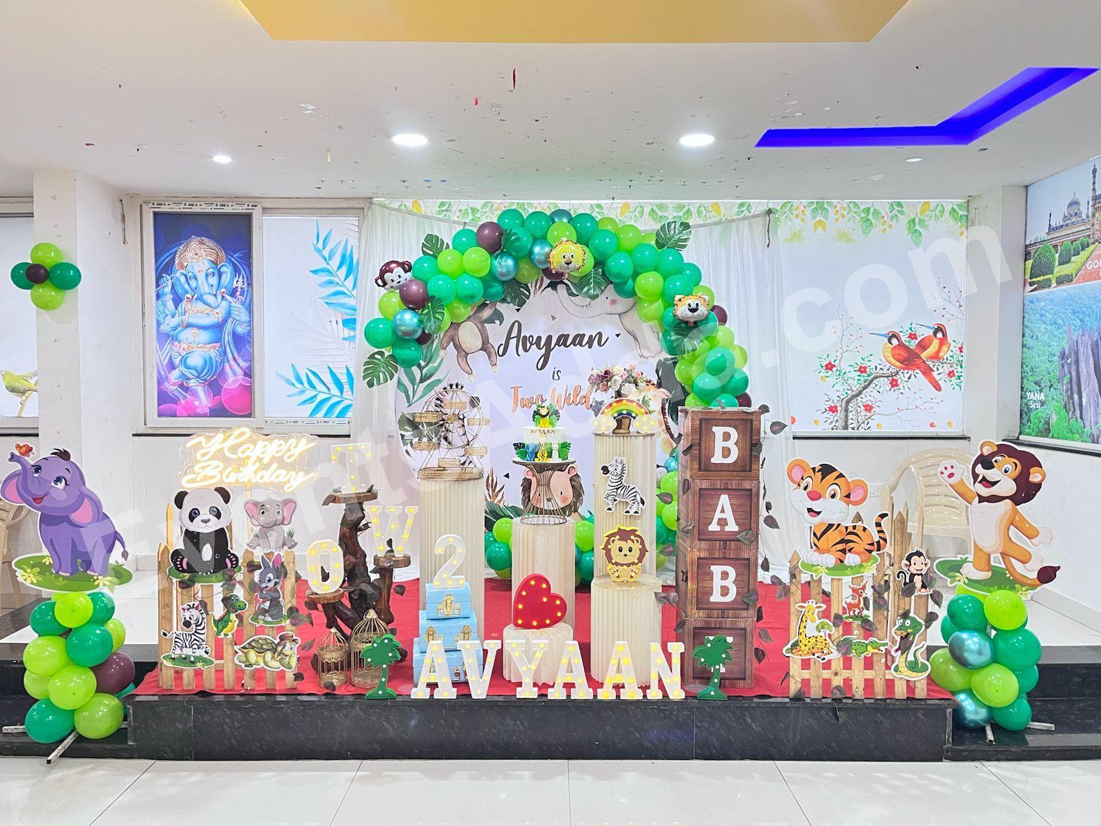 Jungle Safari Theme 2nd Birthday Decoration in Hyderabad