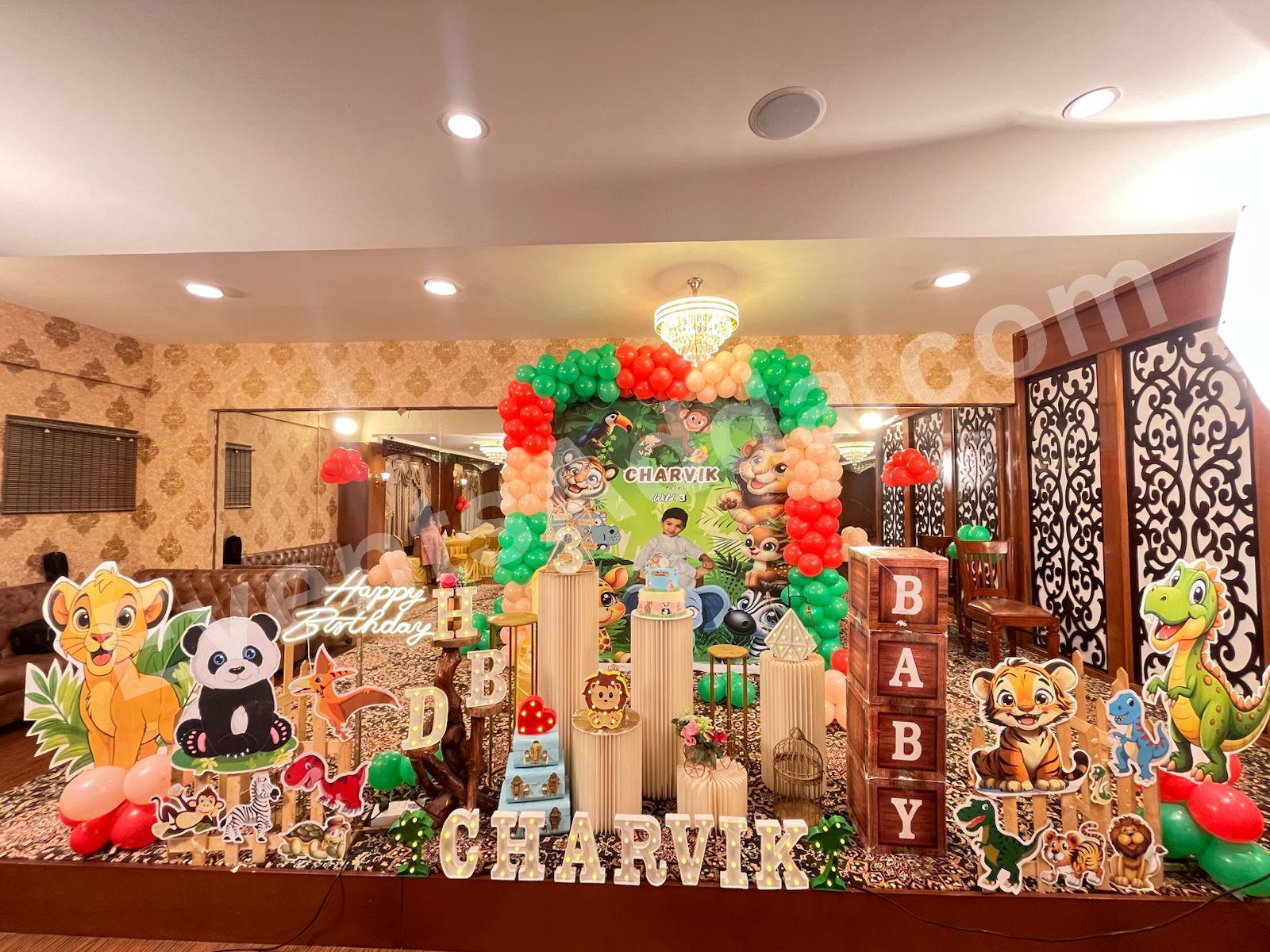 Jungle Safari Theme 3rd Birthday Decoration in Bangalore
