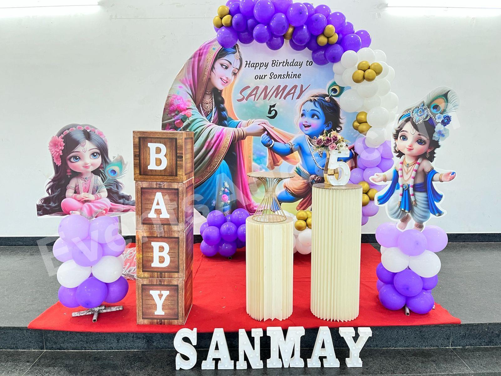 Krishna Themed 5th Birthday Decoration in Bangalore