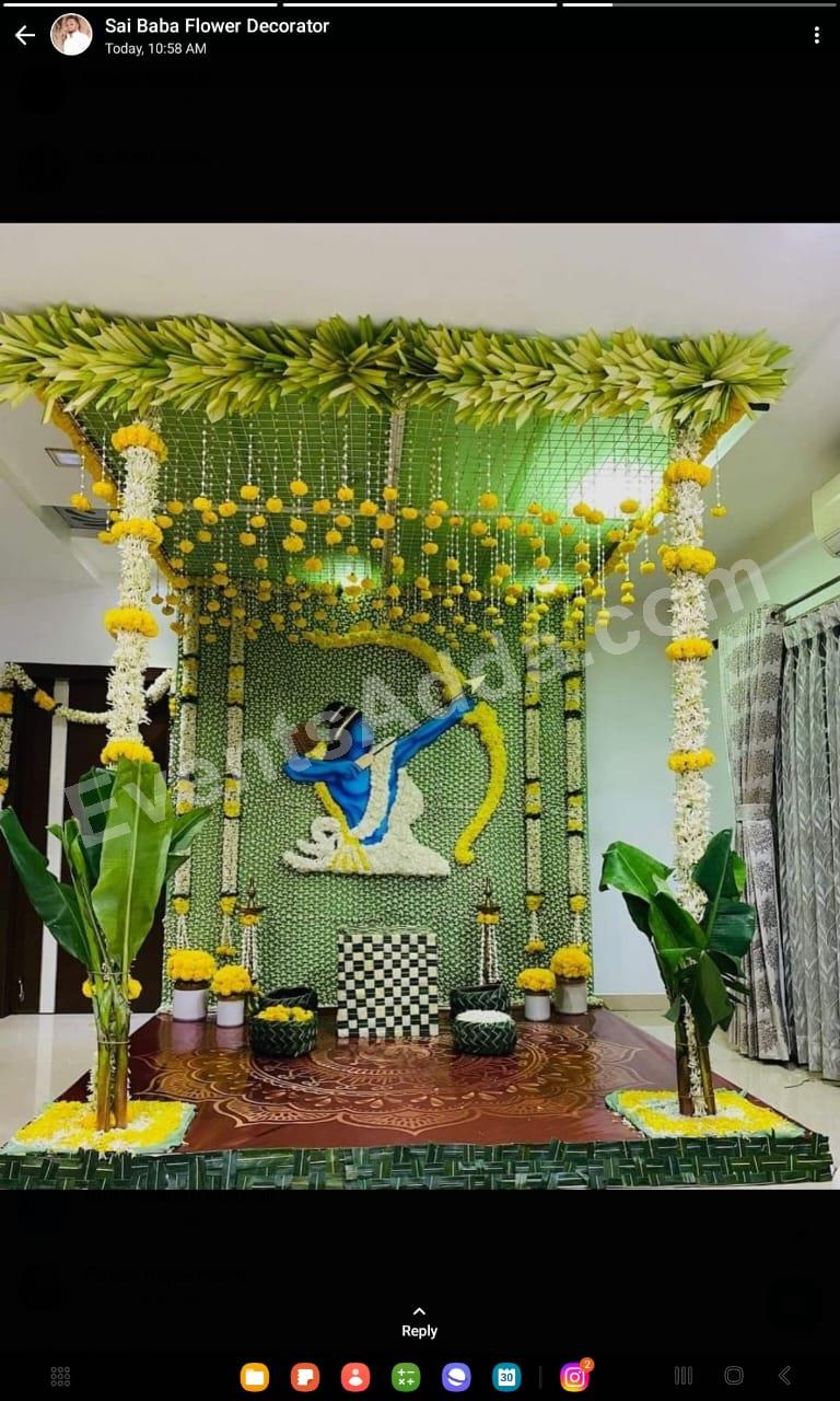 Krishna Themed Traditional Flower Decoration for your event in Udaipur