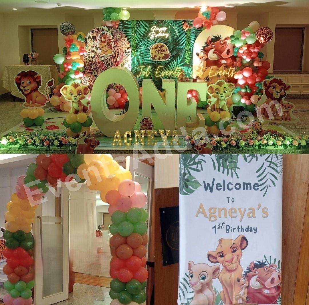 Lion King Jungle Theme First Birthday Decoration Decoration theme setup in Vijayawada