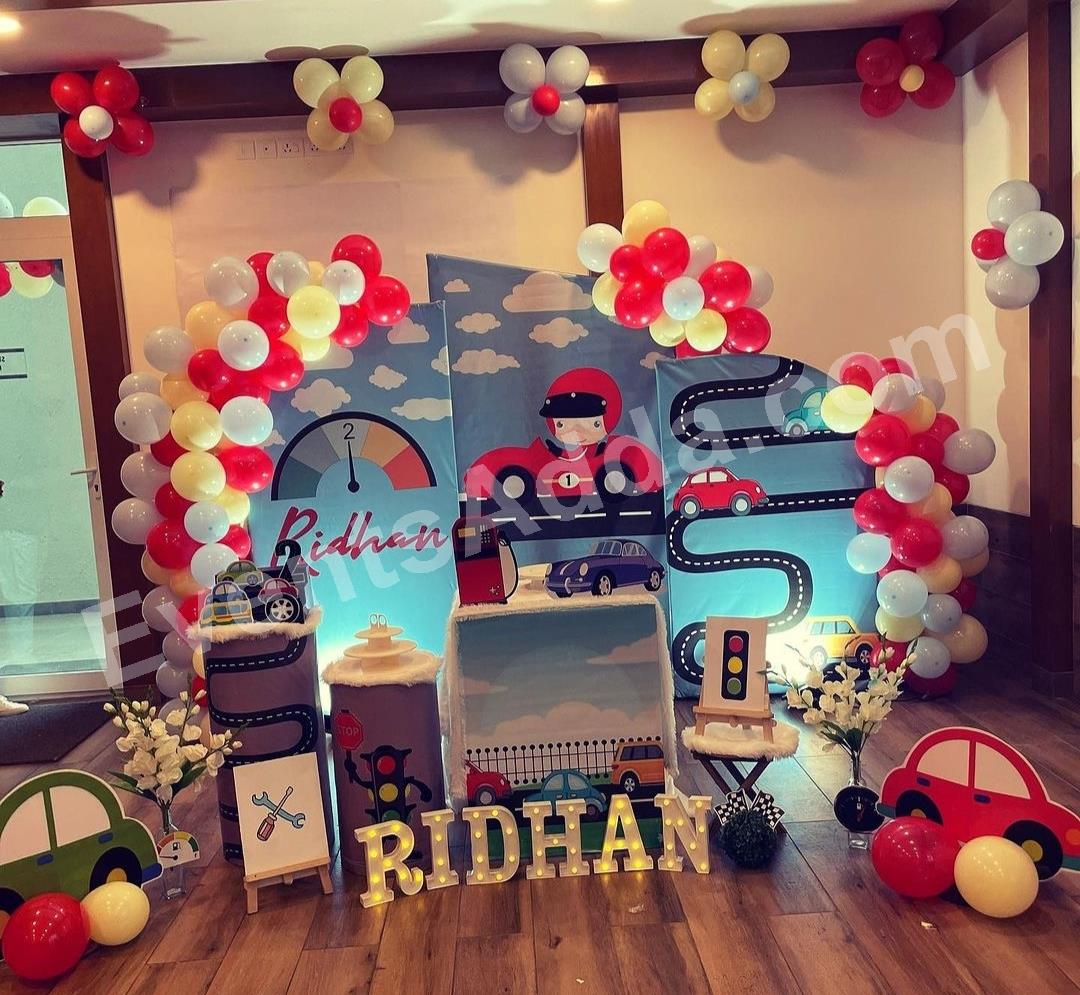 little-racer-car-theme-birthday-decoration in Vijayawada