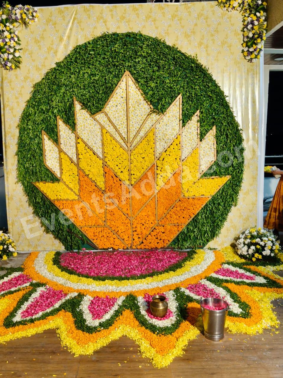 lotus-floral-haldi-backdrop-decoration Decoration in =Hyderabad