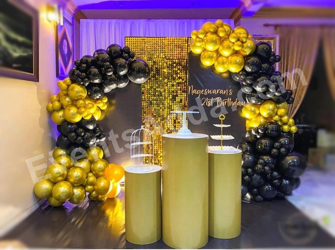 luxury-black--gold-21st-birthday-shimmer-decoration in Vijayawada