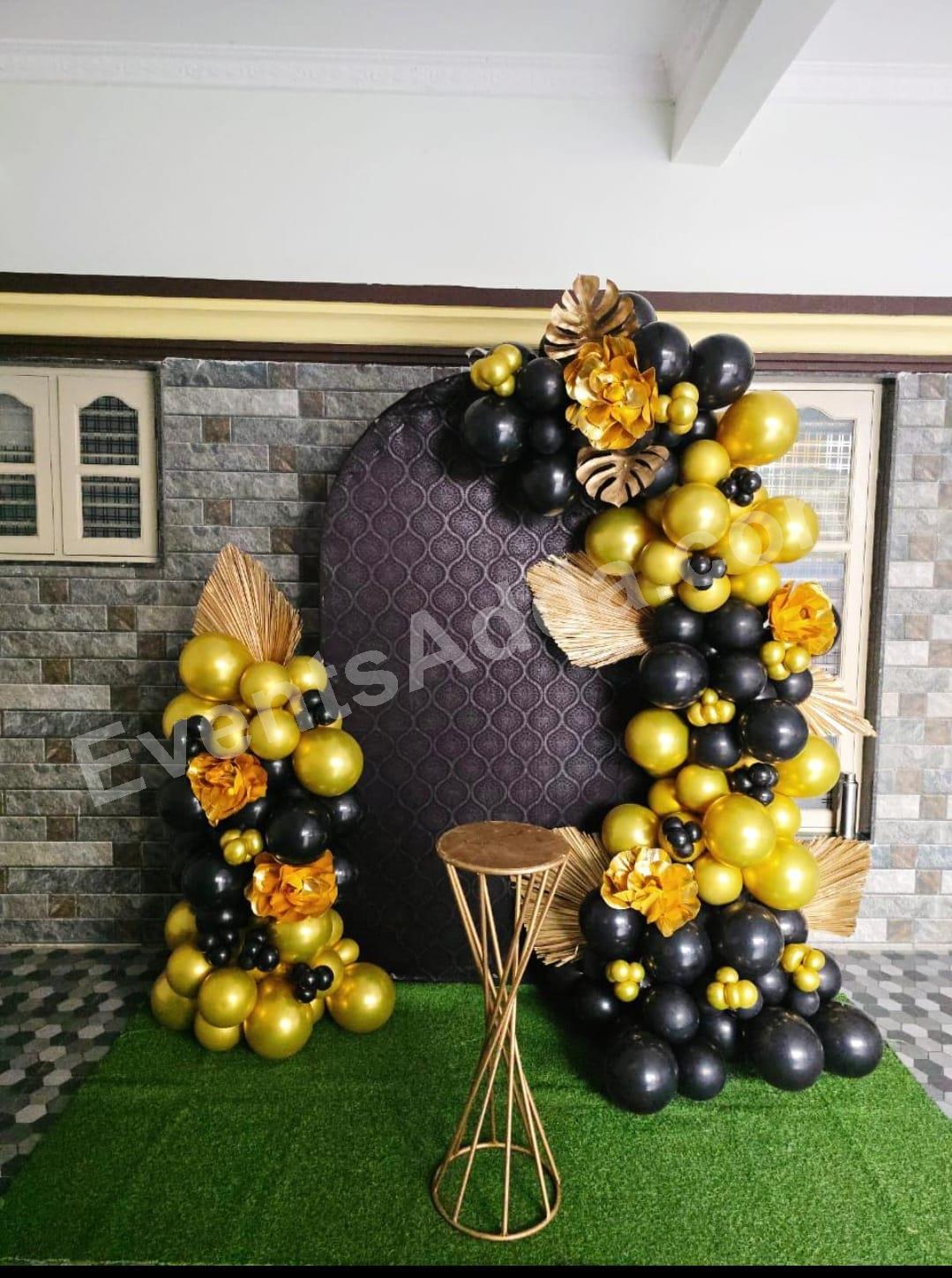 Luxury Black and Gold Balloon Birthday Decoration in Hyderabad