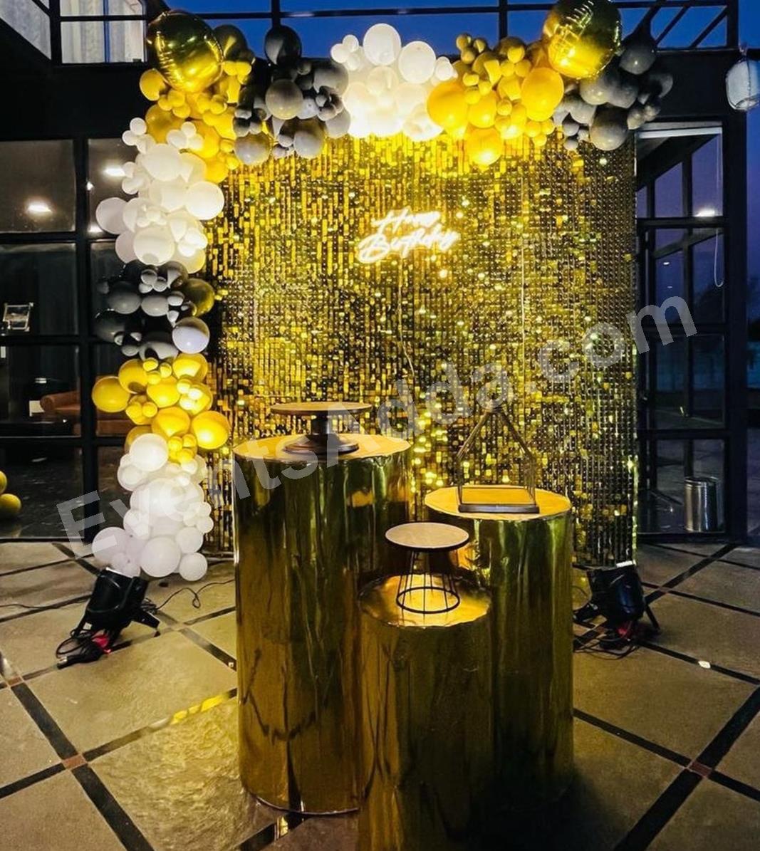luxury-black-gold-shimmer-birthday-decoration in Vijayawada