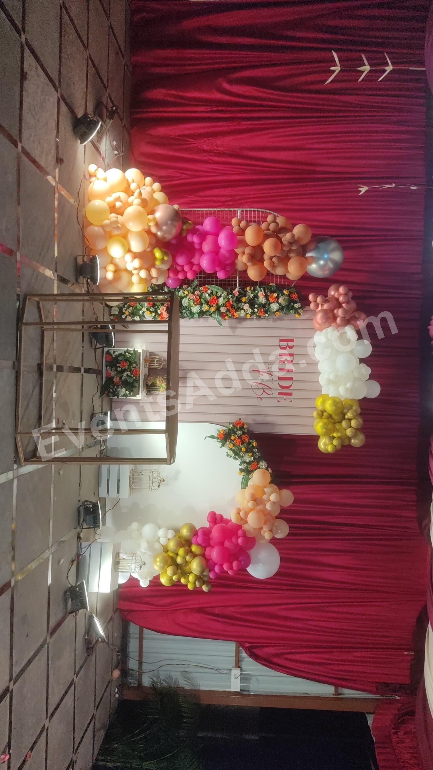 Luxury Bride-to-Be Floral & Balloon Backdrop Decoration Decoration in Vijayawada