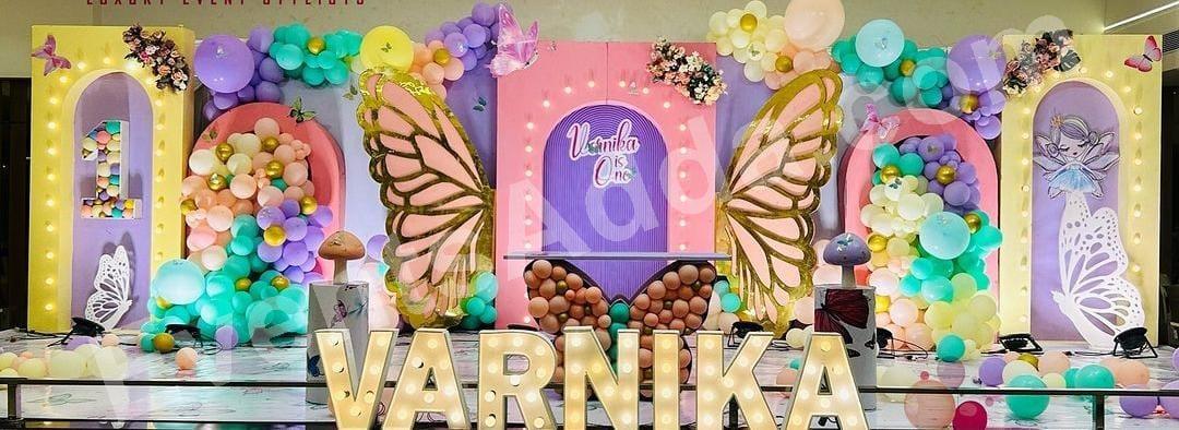 luxury-butterfly-fairy-wings-first-birthday-decoration Decoration in =Hyderabad