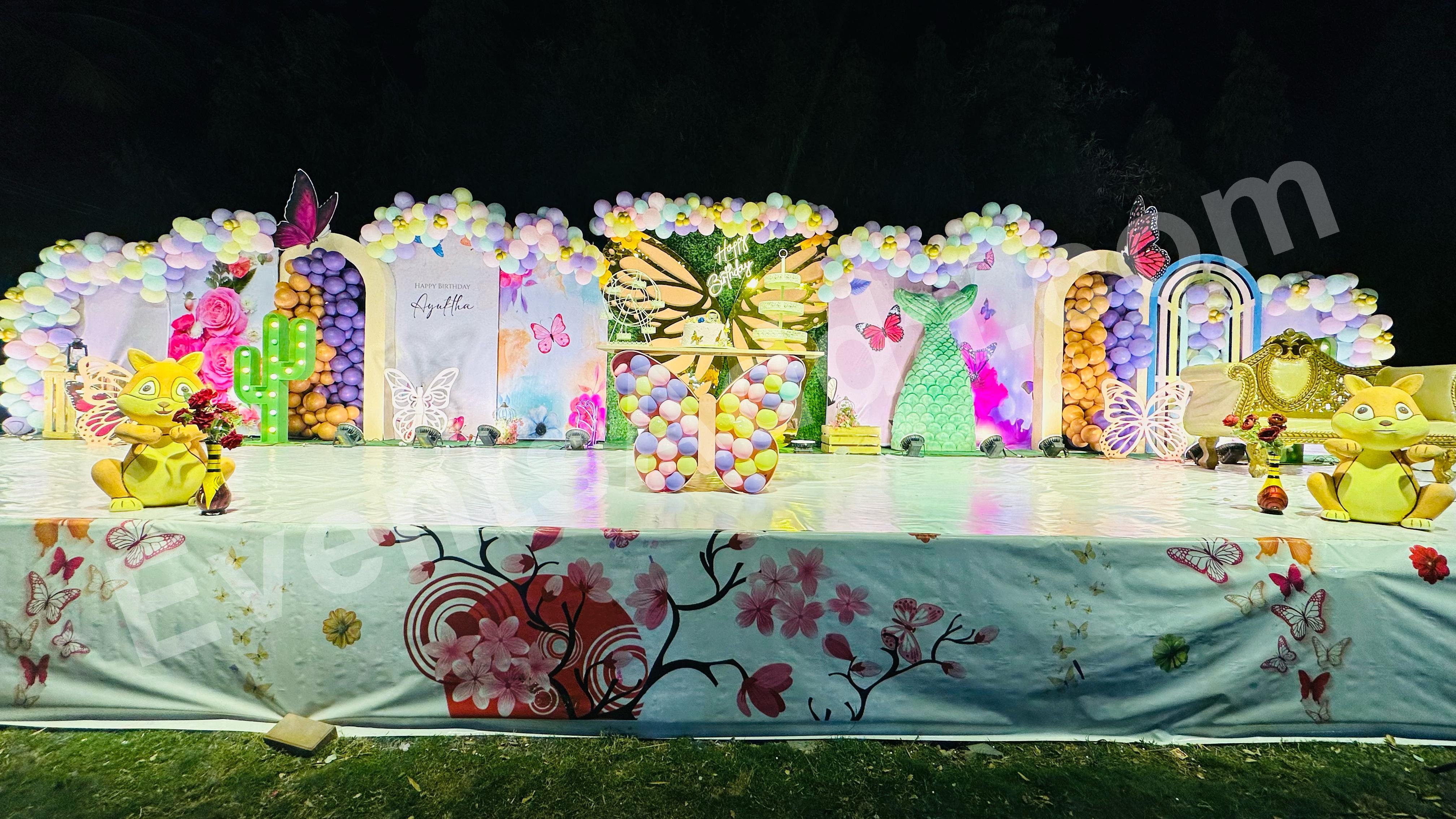luxury-butterfly-mermaid-garden-birthday-decoration Decoration in =Hyderabad