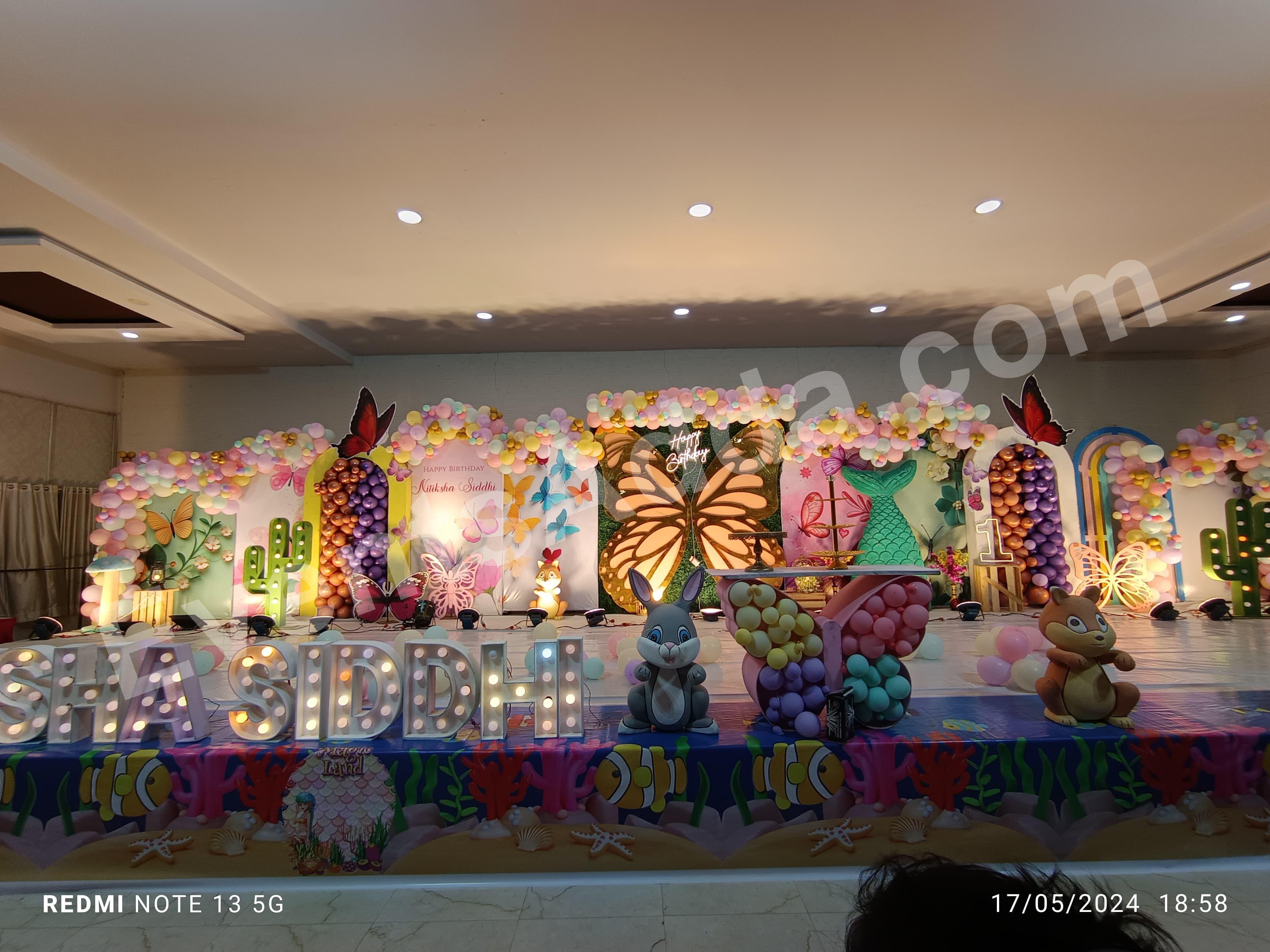 luxury-butterfly-mermaid-wonderland-birthday-decoration Decoration in =Hyderabad