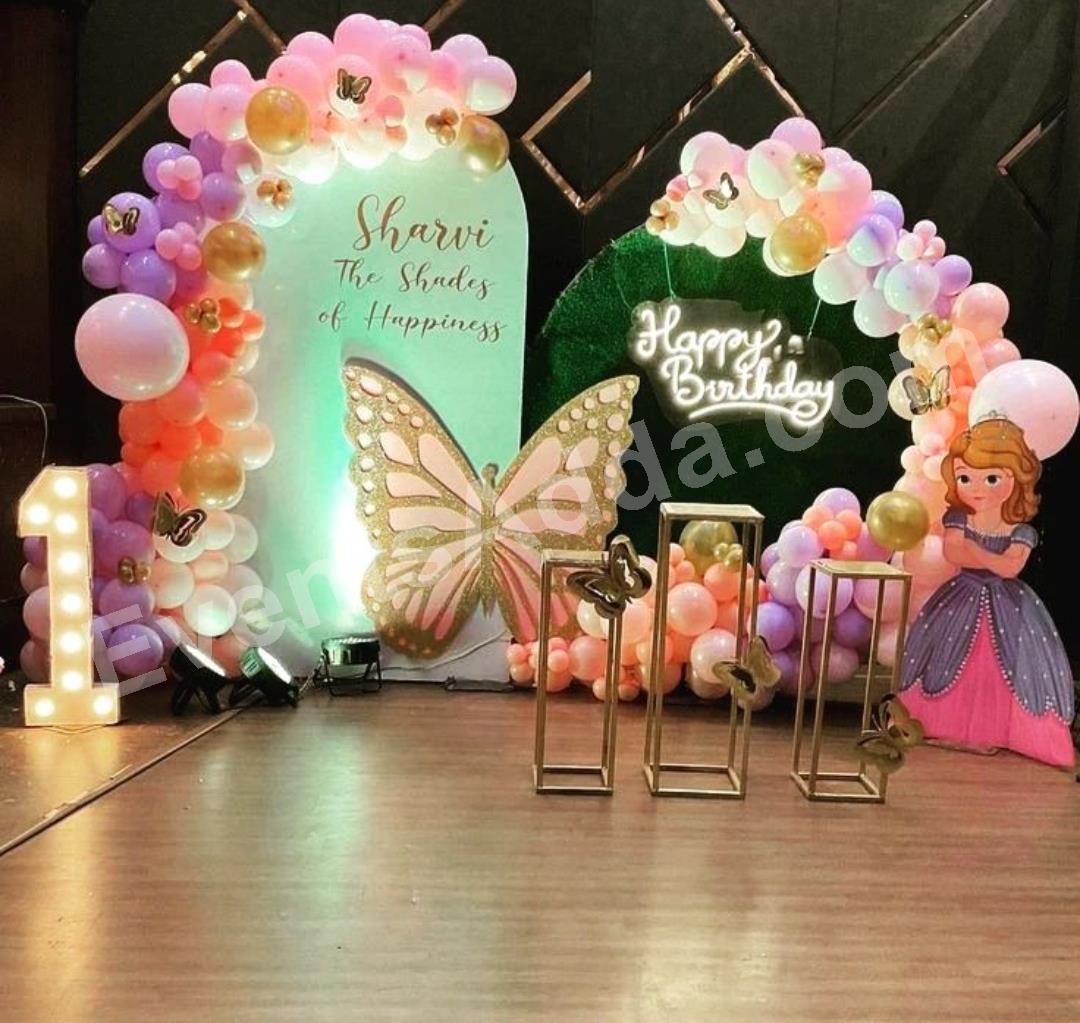luxury-butterfly-princess-first-birthday-decoration in Dubai
