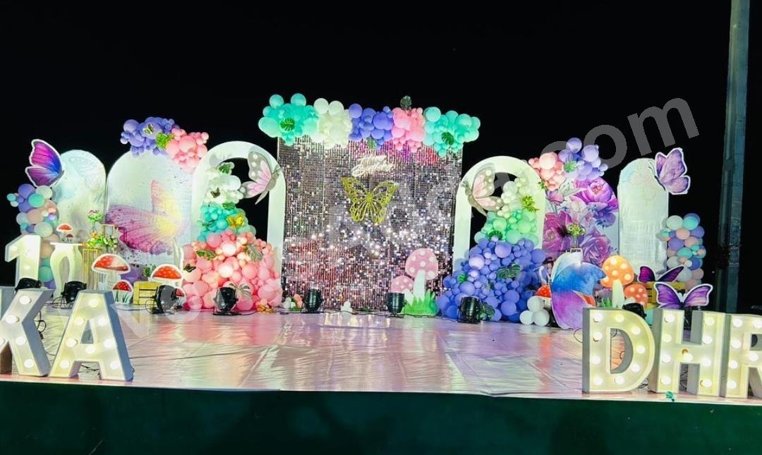 luxury-butterfly-shimmer-garden-birthday-decoration Decoration in =Hyderabad
