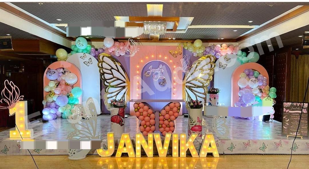 luxury-butterfly-wings-fairy-first-birthday-decoration Decoration in =Hyderabad