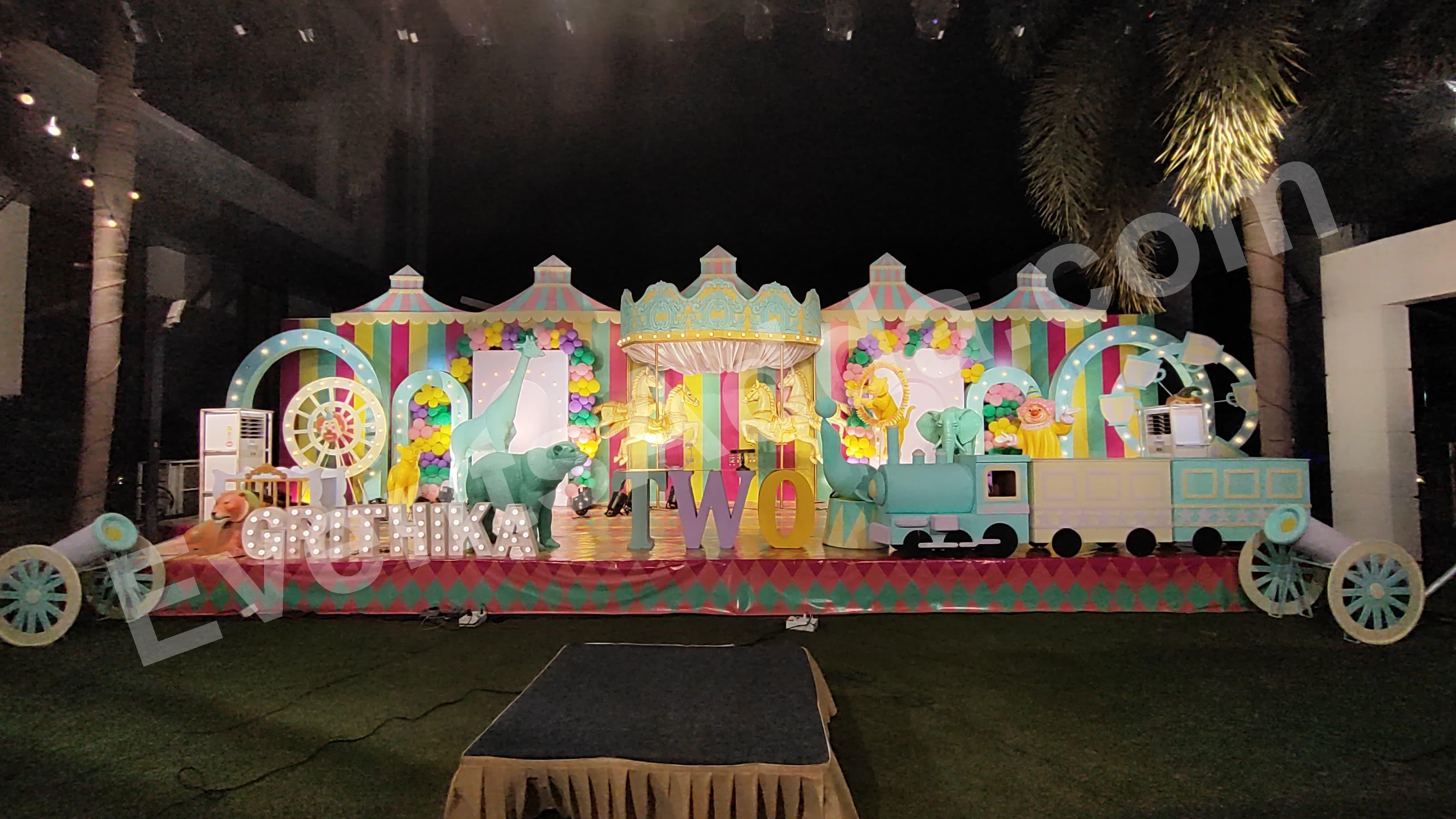 luxury-carnival-theme-birthday-stage-decoration Decoration in =Hyderabad