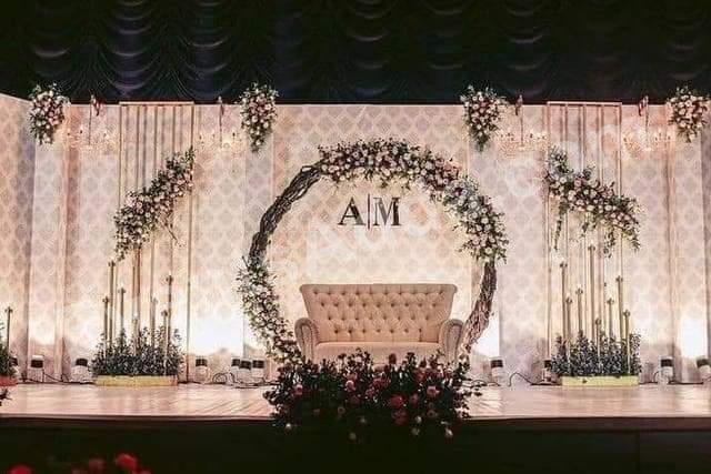 luxury-circular-floral-ring-wedding-stage-decoration in Chandigarh