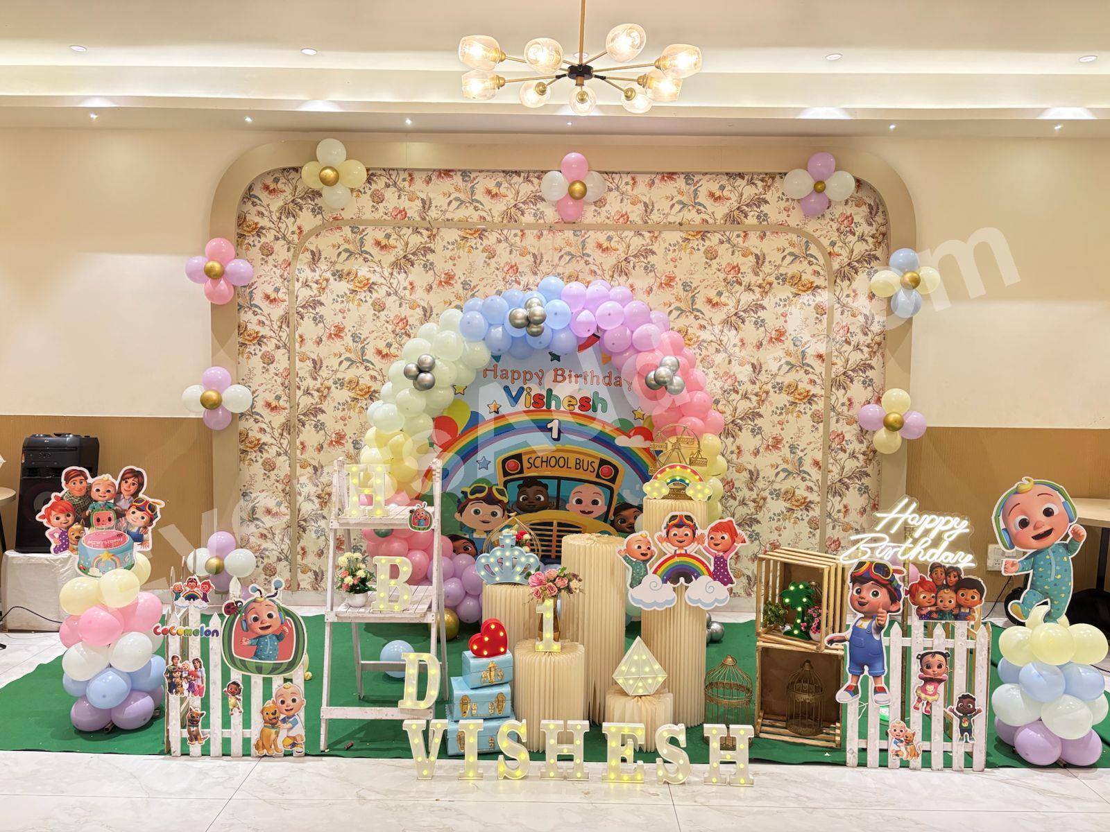 luxury Cocomelon First Birthday Decoration in Hyderabad