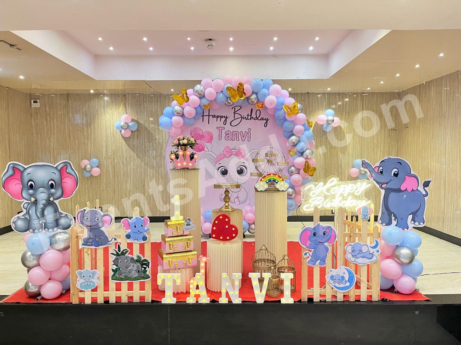 luxury Elephant Theme 1st Birthday Decoration in Hyderabad
