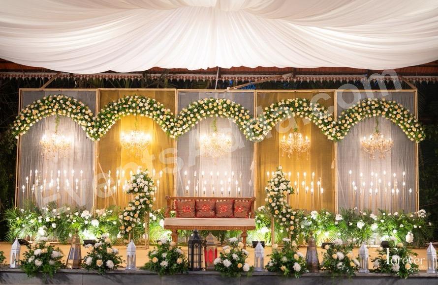 luxury-floral-arch-reception-stage-decoration in Kolkata