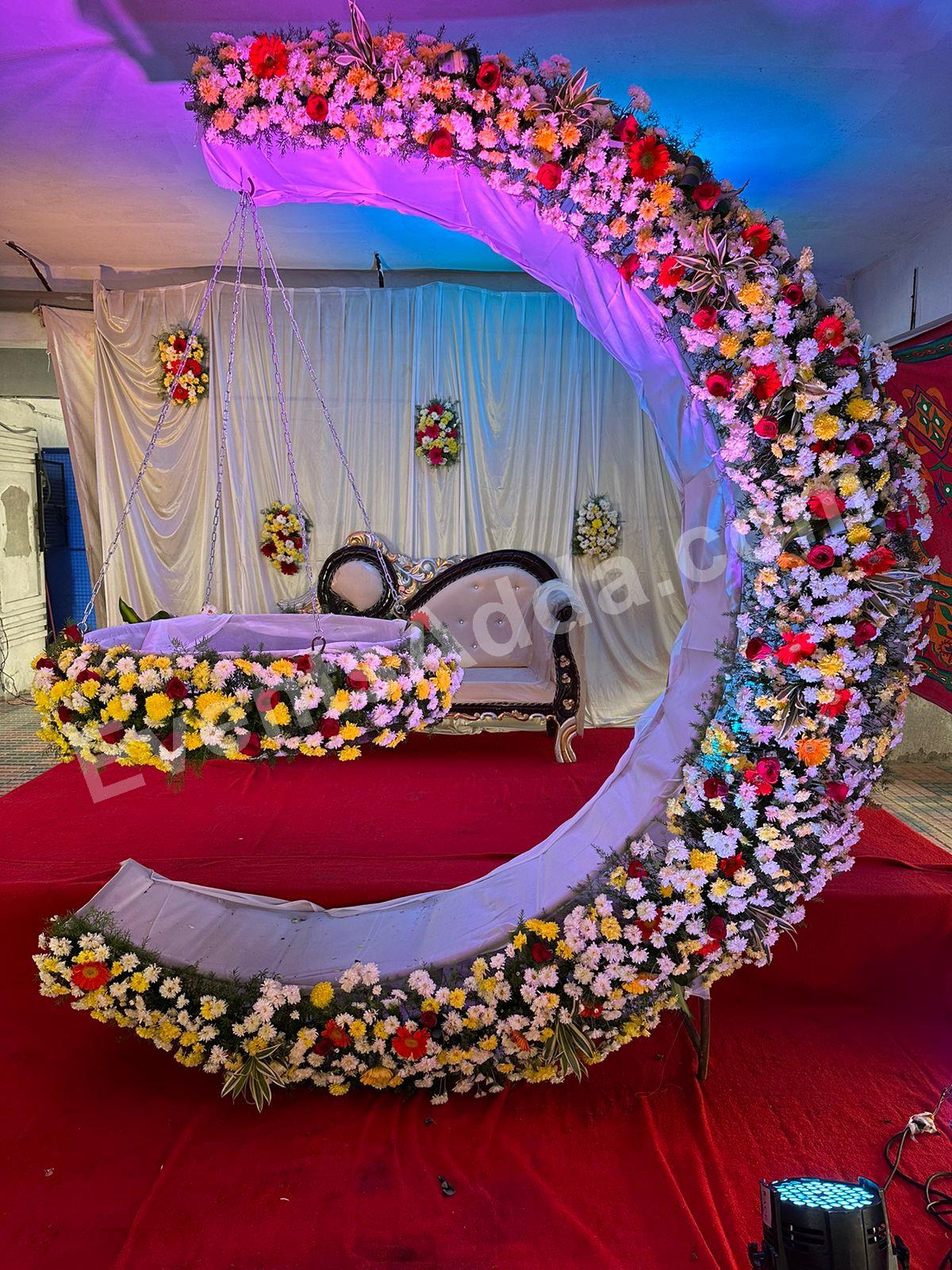 luxury-floral-crescent-moon-swing-decoration in Hyderabad