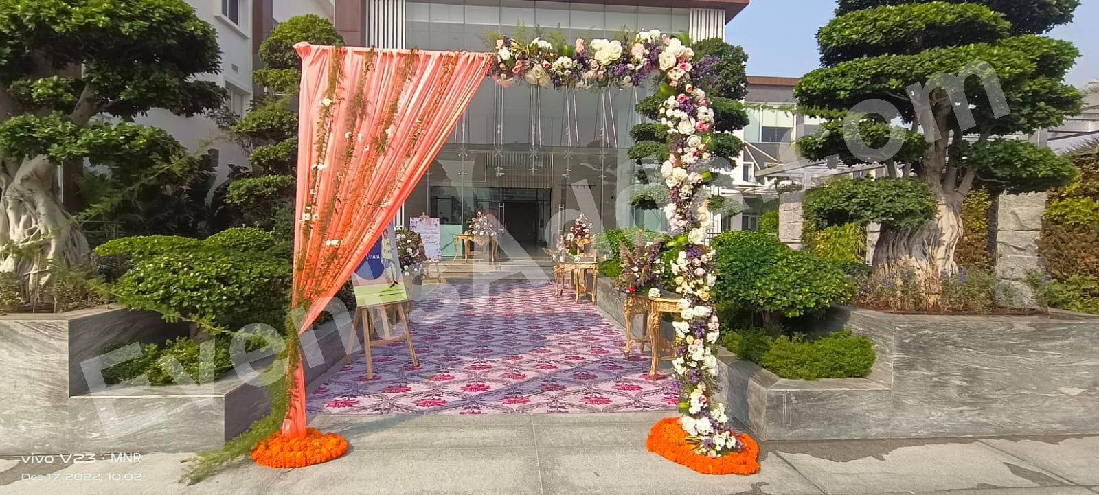 luxury-floral-entrance-arch-decoration-with-drapes in Jorhat