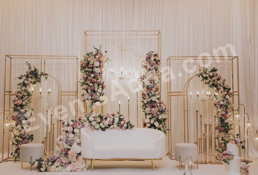 luxury-gold-frame-floral-wedding-stage-decoration in Chandigarh