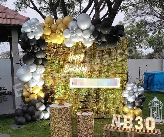 luxury-gold-shimmer-birthday-backdrop-decoration in Vijayawada