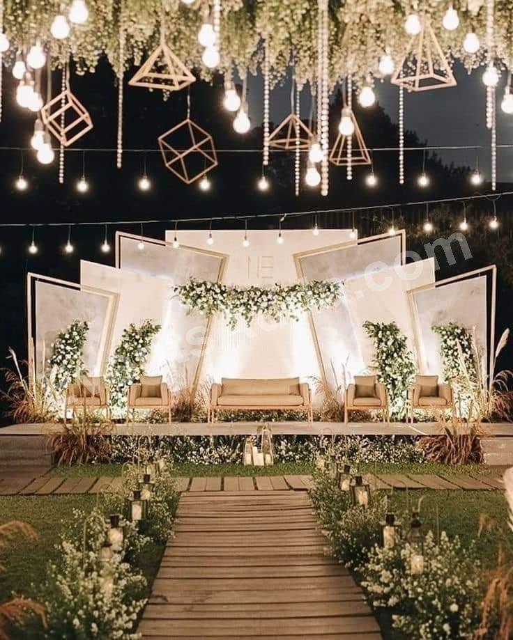 luxury-hanging-lights-outdoor-wedding-stage-decoration in Siddipet