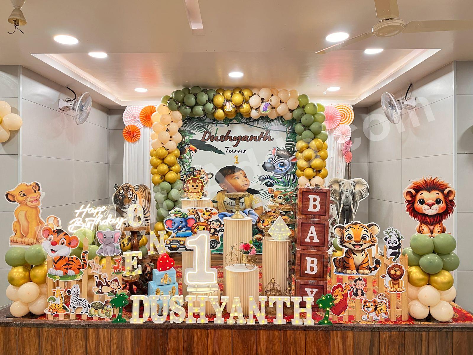 luxury Jungle Safari Theme First Birthday Decoration in Bangalore