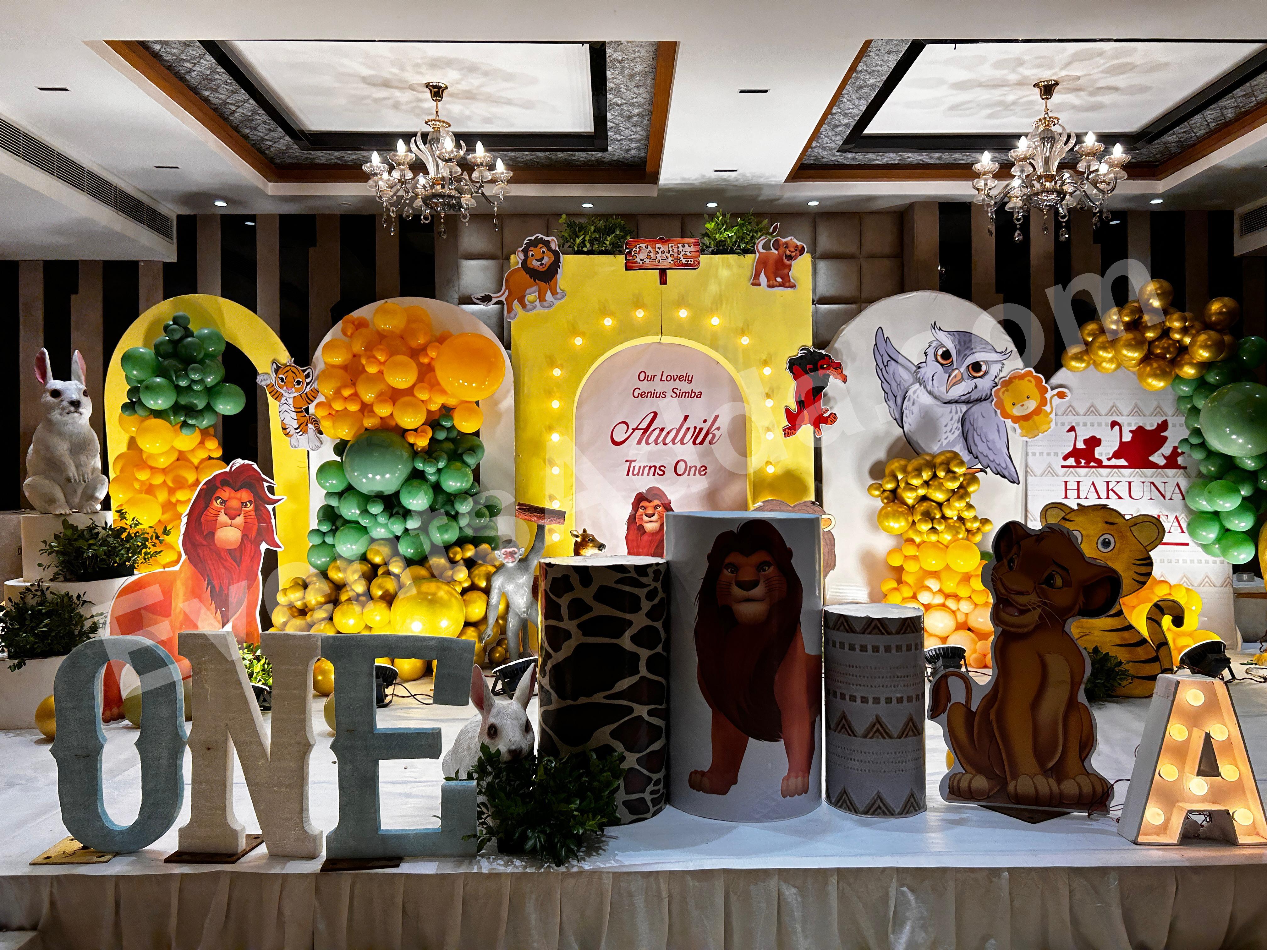 Luxury Lion King Jungle Safari Theme Birthday Decoration Decoration theme setup in Vijayawada