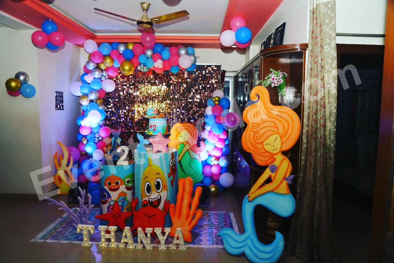 Luxury Mermaid & Baby Shark Birthday Decoration Decoration in Vijayawada