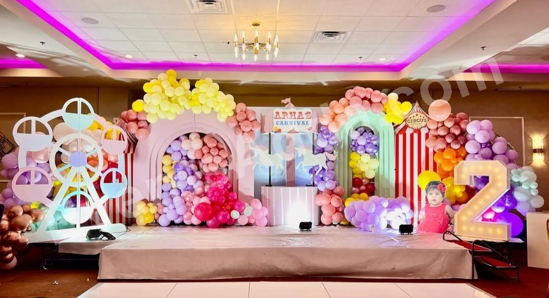 luxury-pastel-carnival-birthday-theme-decoration-with-ferris-wheel in Kamareddy
